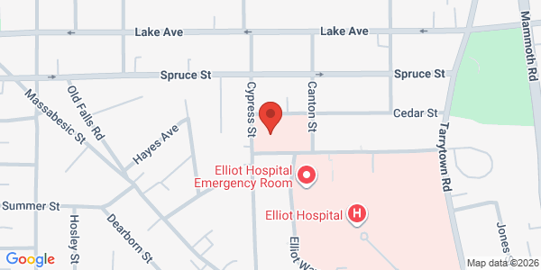 Map showing location at 445 Cypress Street, Suite 5, Manchester, NH, 03103, US