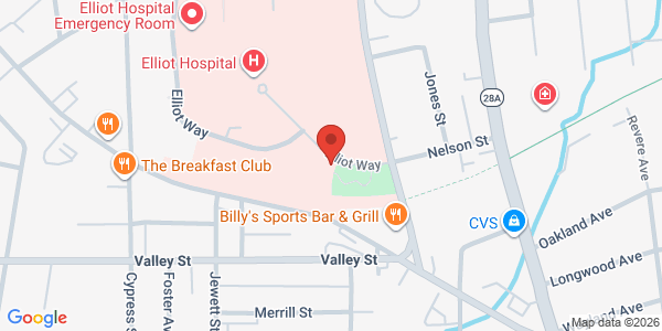 Map showing location at 4 Elliot Way, Ste 201, Manchester, NH, 03103, US