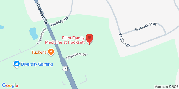 Map showing location at 20 Chambers Drive, Suite 1200, Hooksett, NH, 03106, US