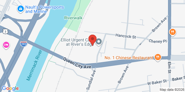 Map showing location at 185 Queen City Avenue, The Elliot at River's Edge, Manchester, NH, 03101, US